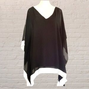 $10$ add on COLEBROOKE by Windsmore black & white chiffon colour block flowy top